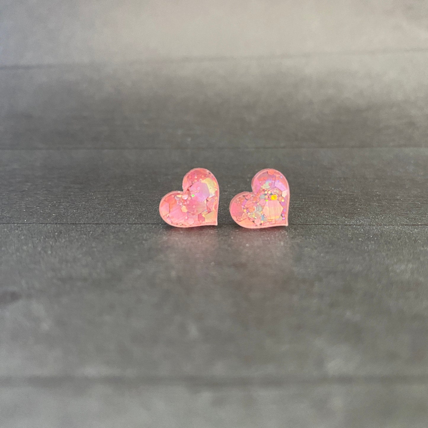 Glitter Heart Stud Earrings