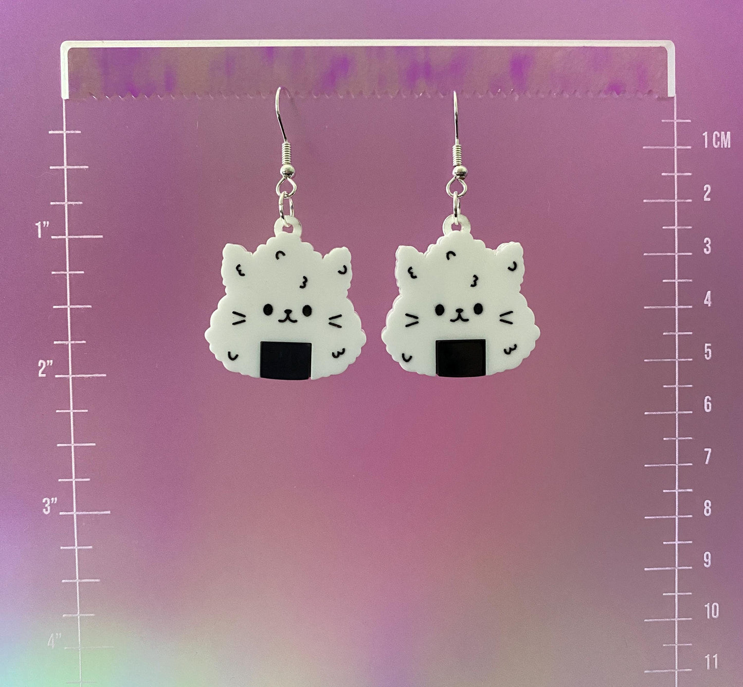 Cat Onigiri Dangle Earrings