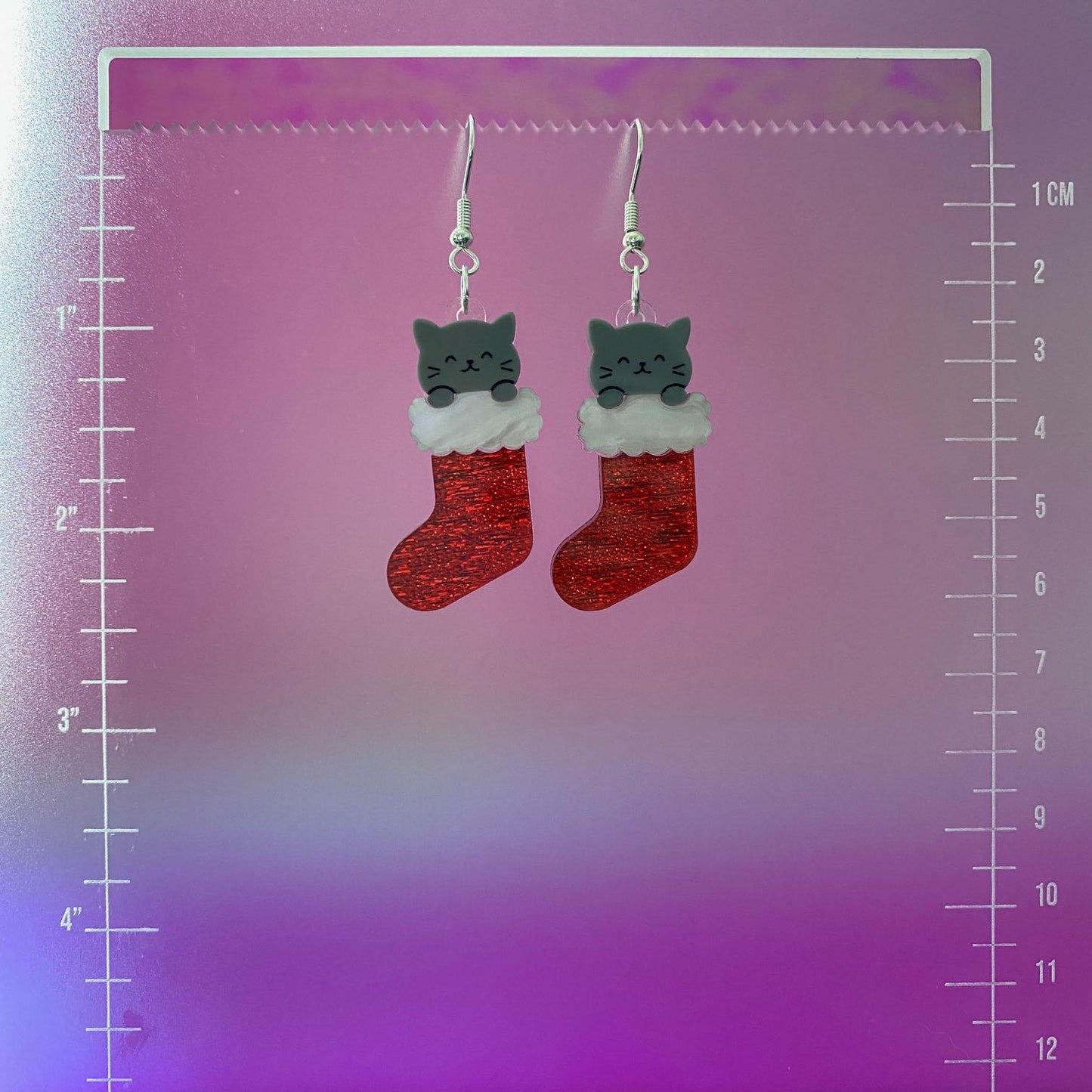 Stocking Cat Dangle Earrings