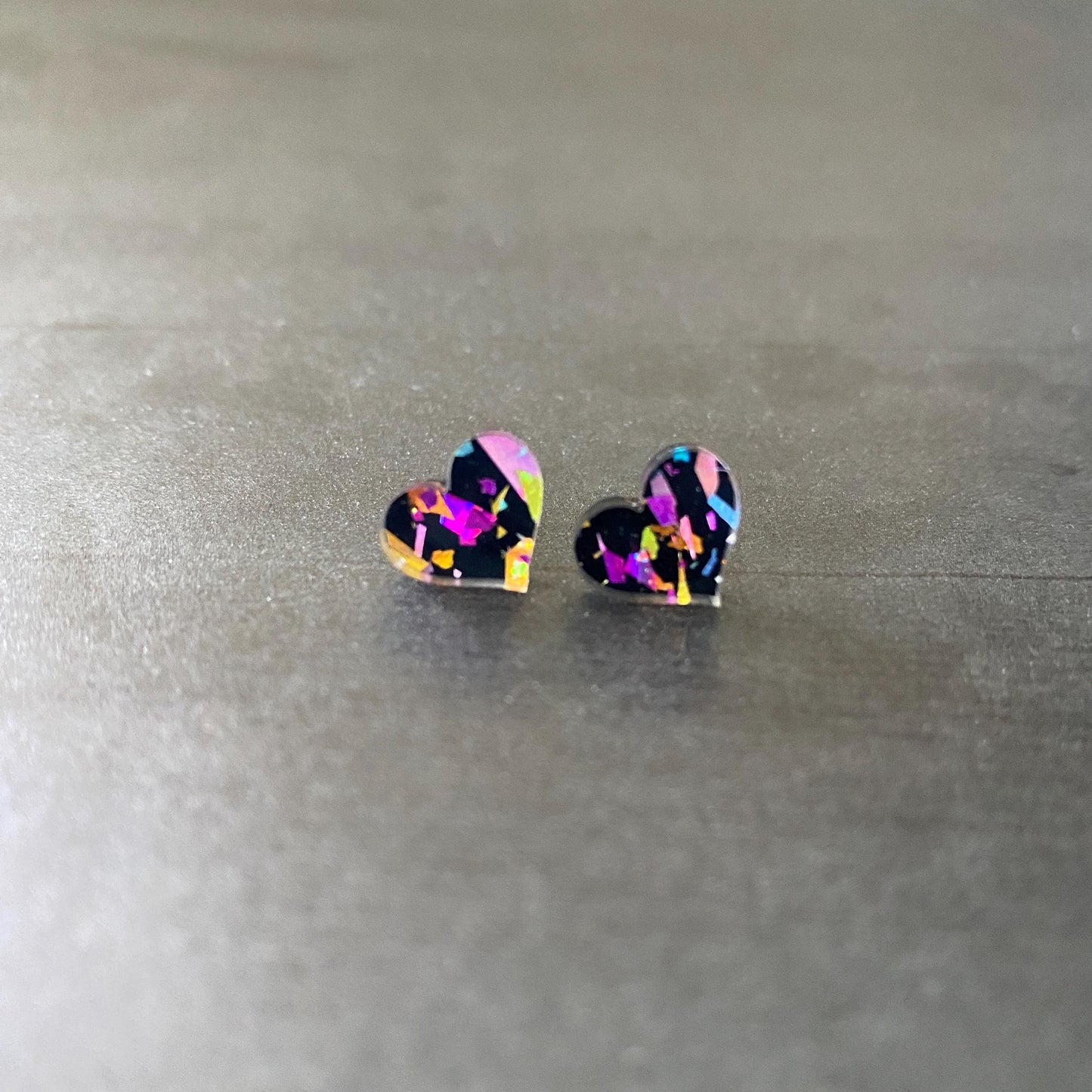 Glitter Heart Stud Earrings