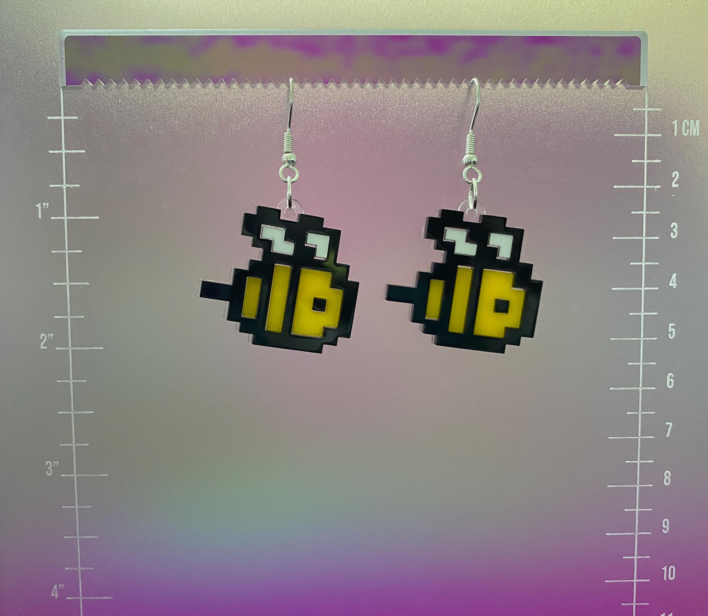 Pixel Bee Dangle Earrings