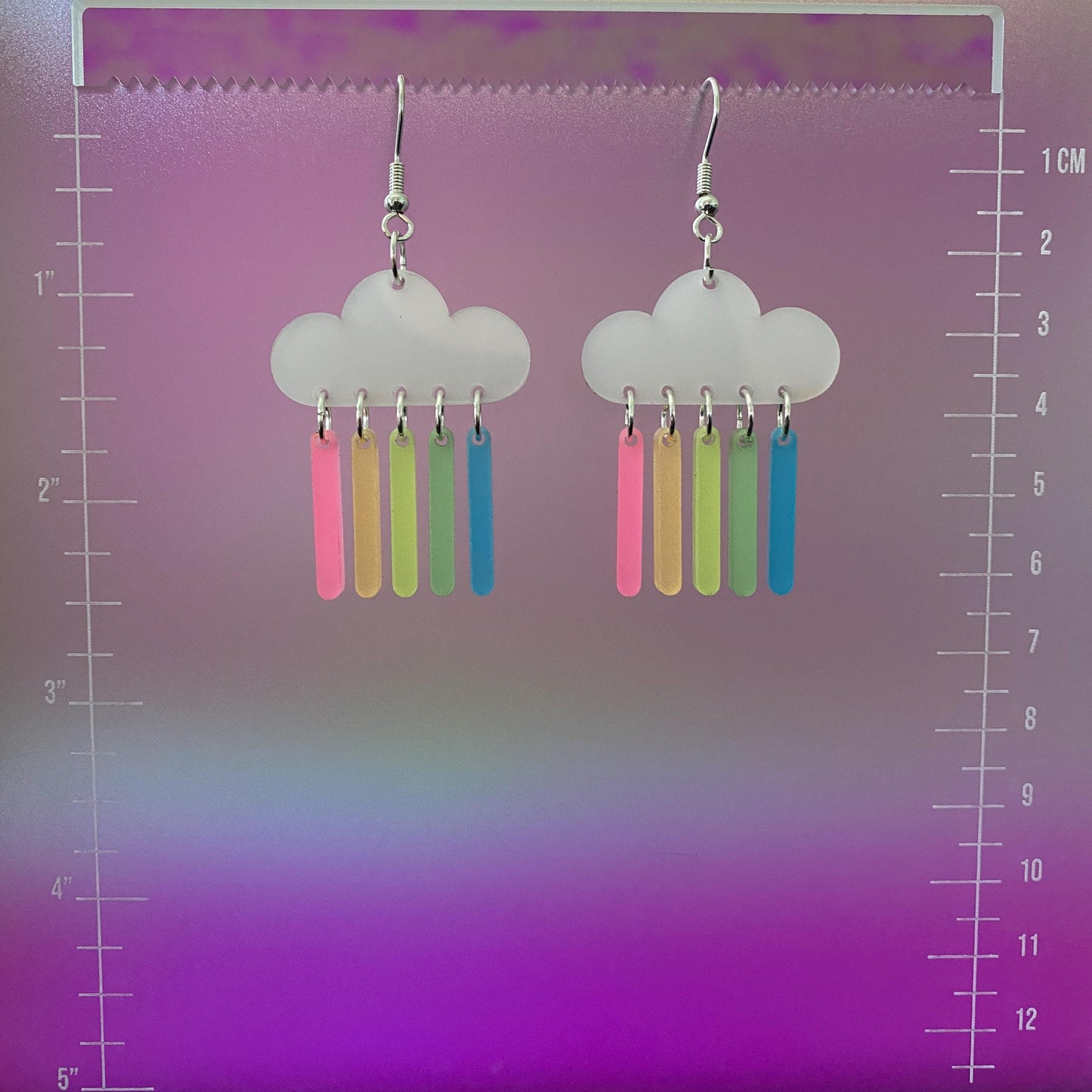 Glow in the Dark Rainbow Rain Dangle Earrings