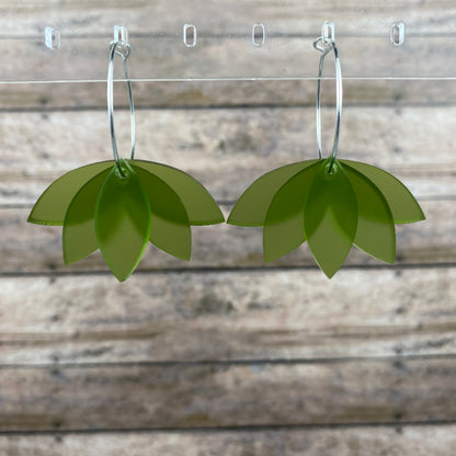 Lotus Hoop Dangle Earrings
