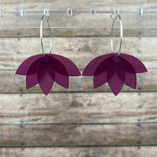 Lotus Hoop Dangle Earrings