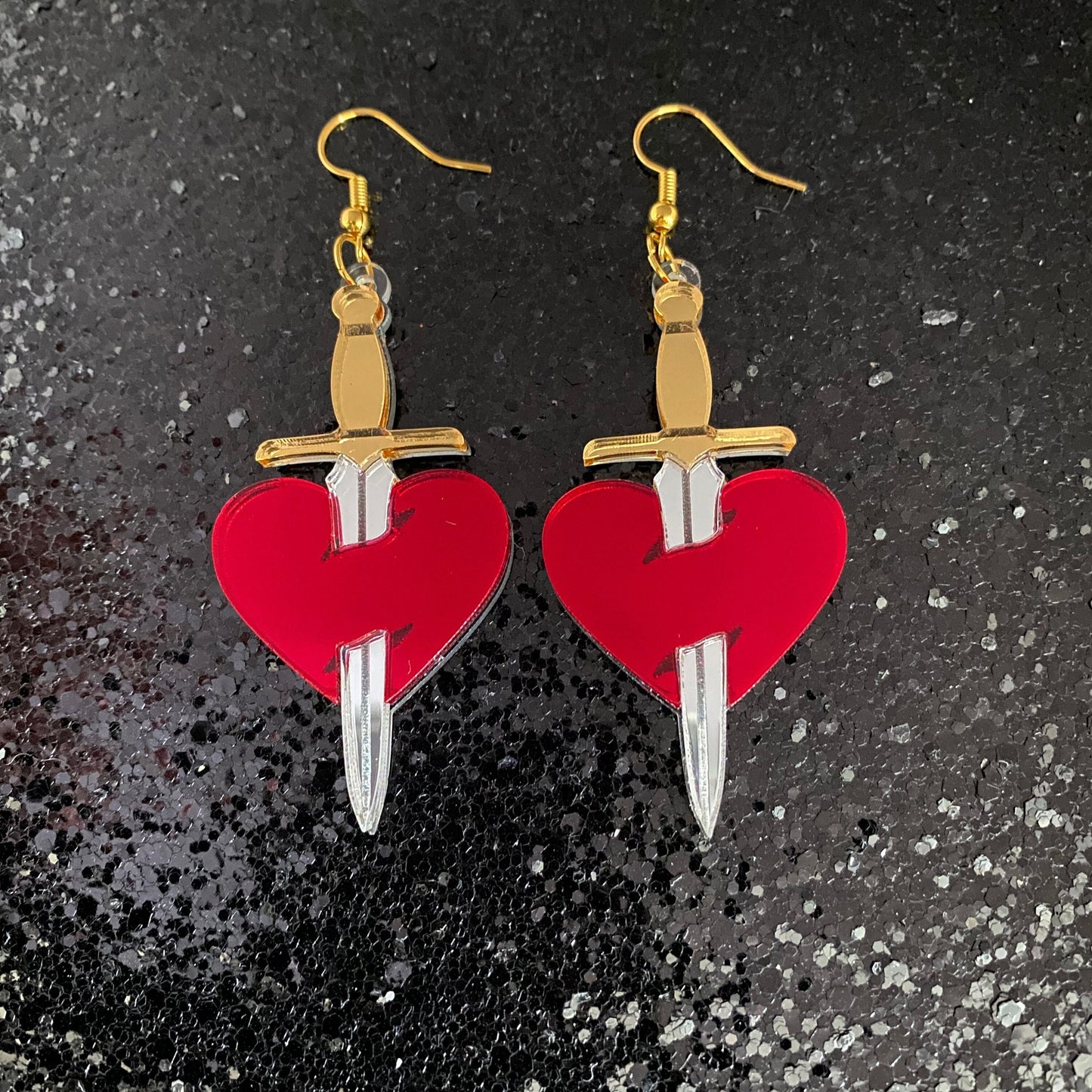 Dagger Heart Dangle Earrings