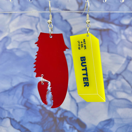 Lobster and Butter Dangle Earrings