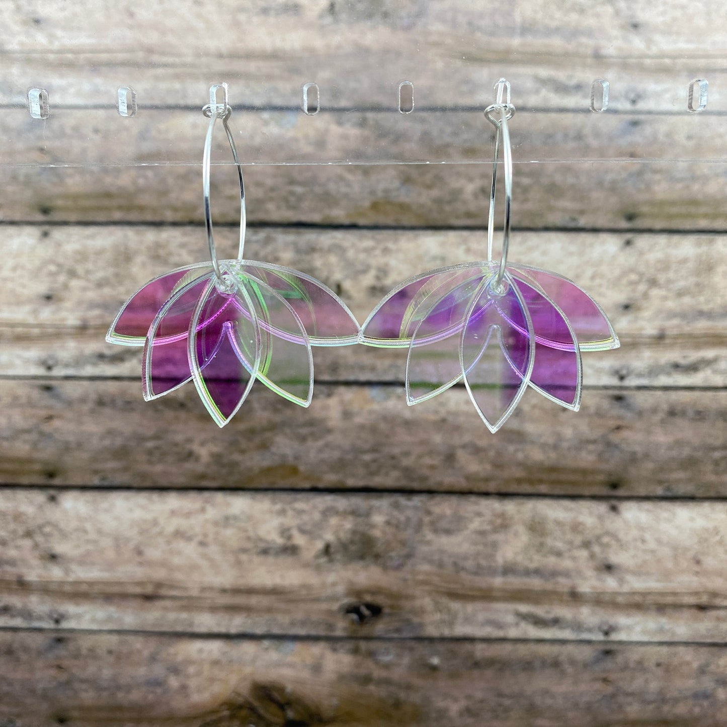 Lotus Hoop Dangle Earrings