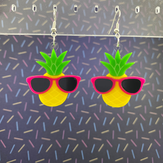 Pineapple with Sunglasses Dangle Earrings