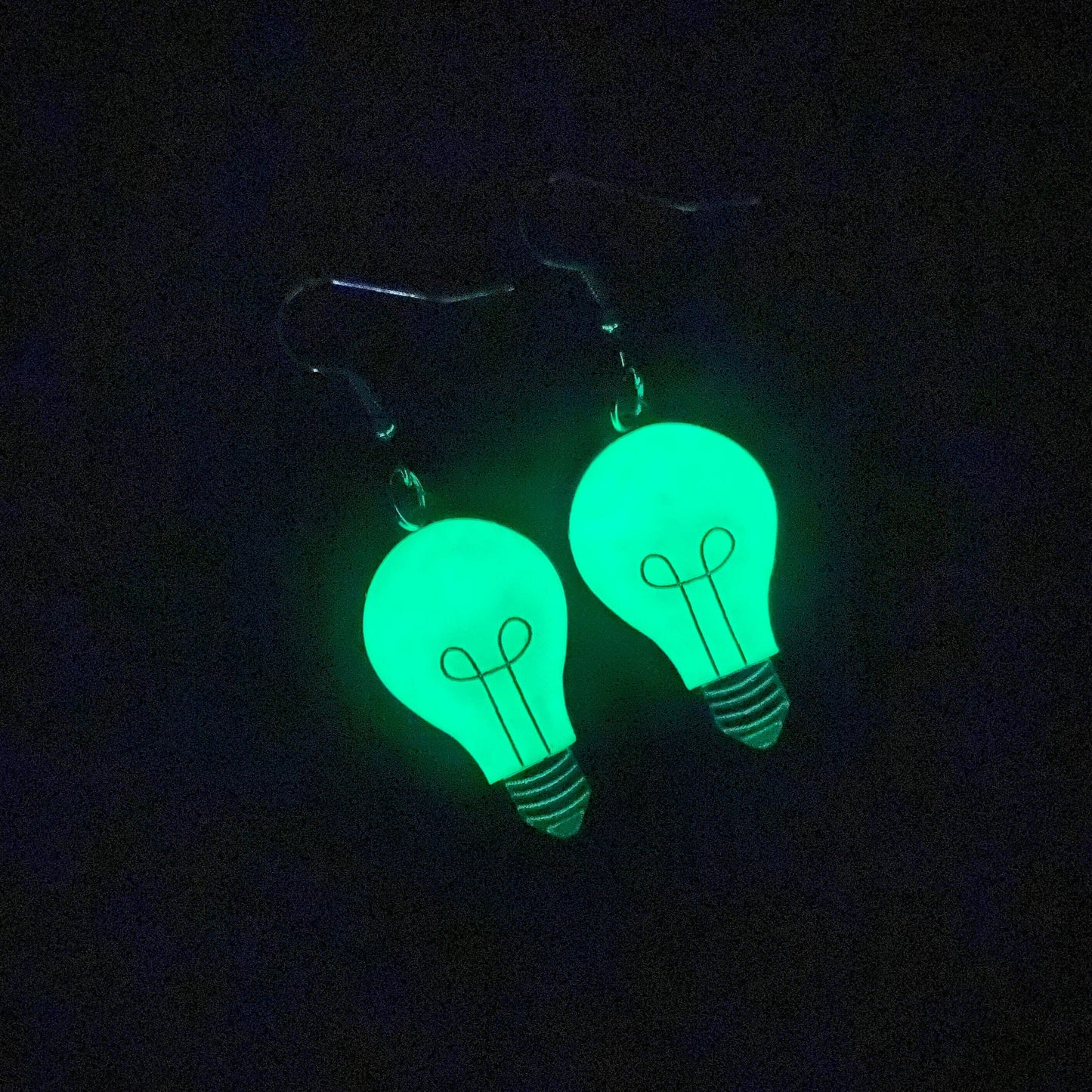 Glow In the Dark Light Bulb Dangle Earrings
