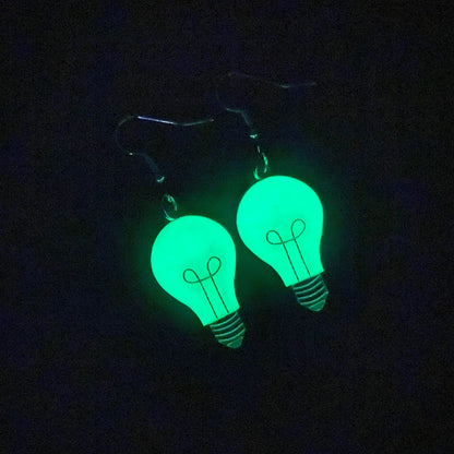 Glow In the Dark Light Bulb Dangle Earrings