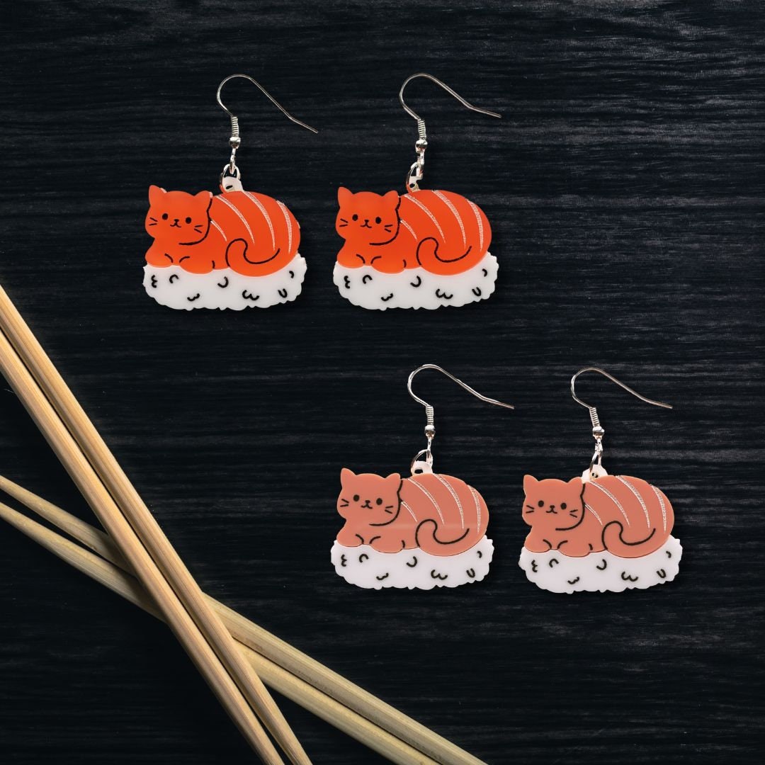 Cat Nigiri Dangle Earrings