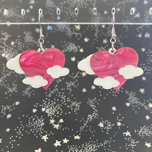 Cloudy Heart Dangle Earrings