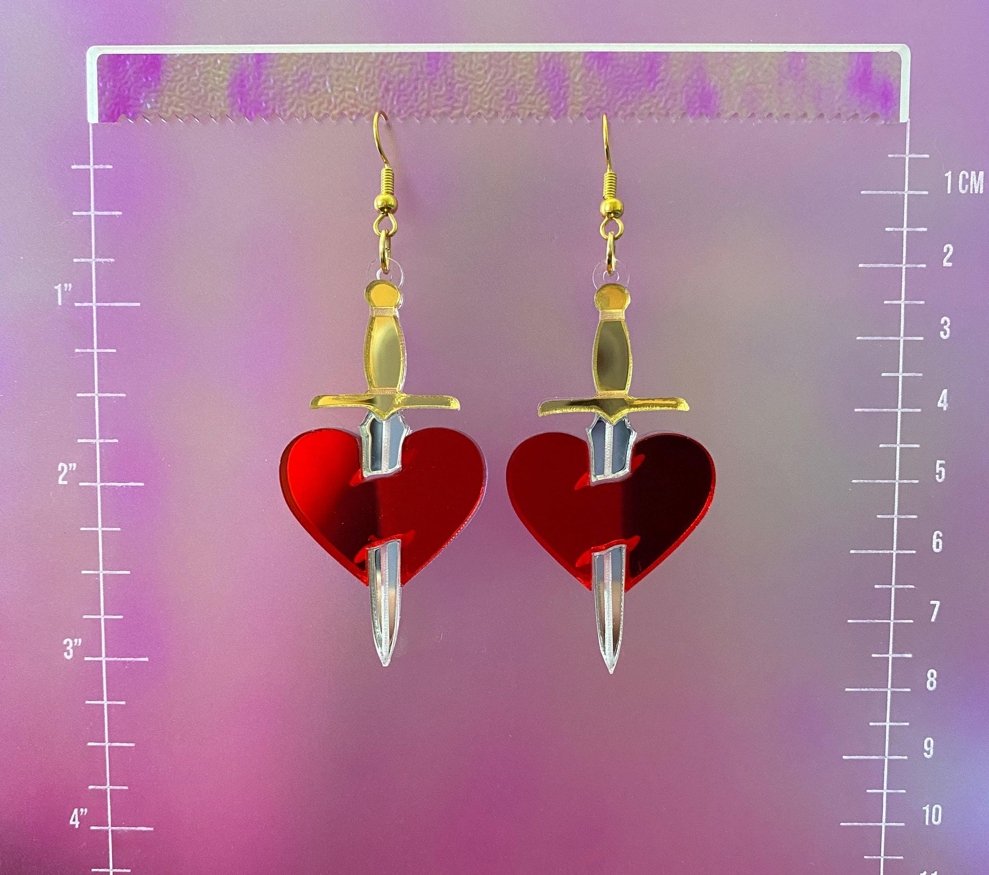 Dagger Heart Dangle Earrings