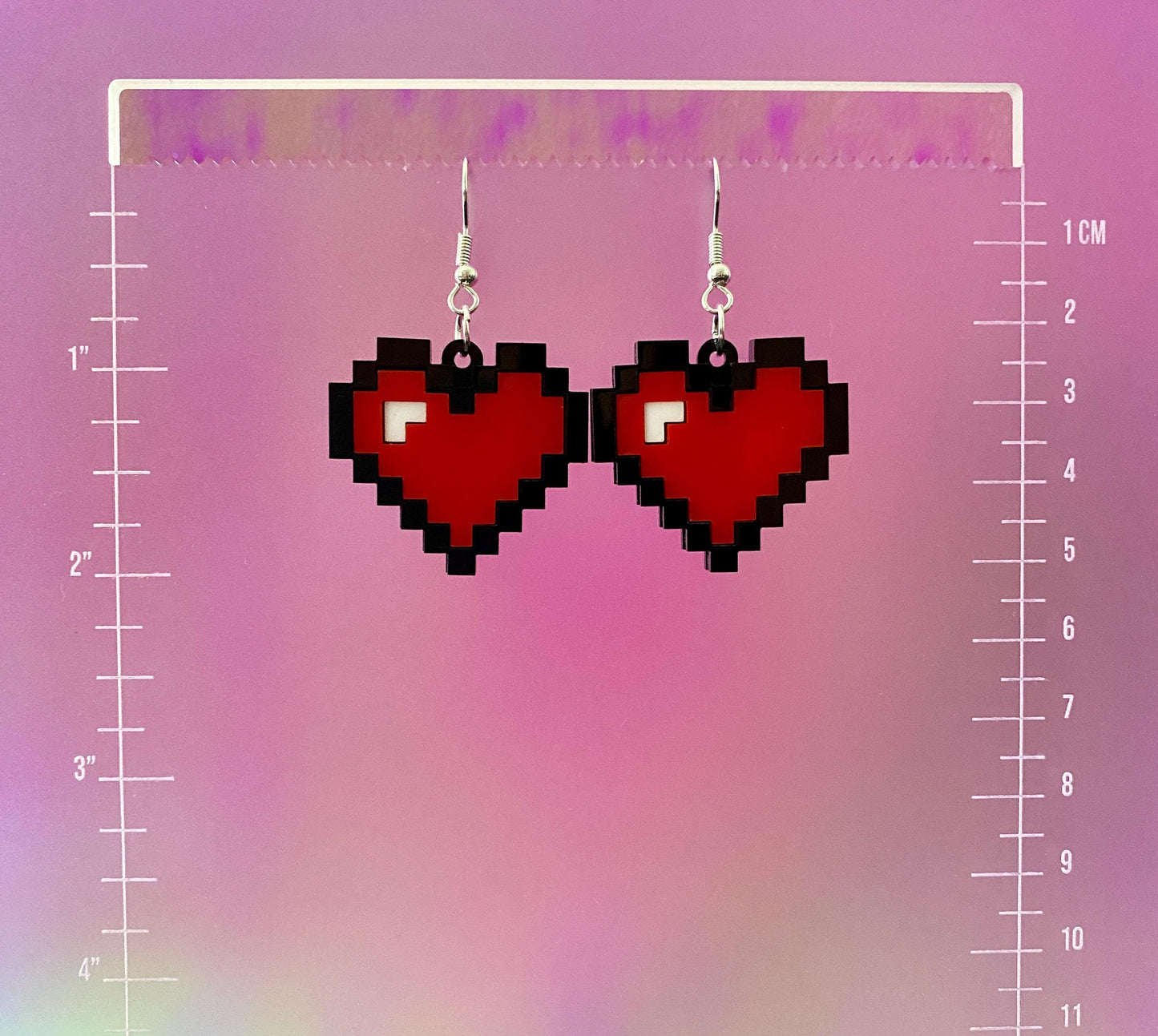Pixel Heart Dangle Earrings