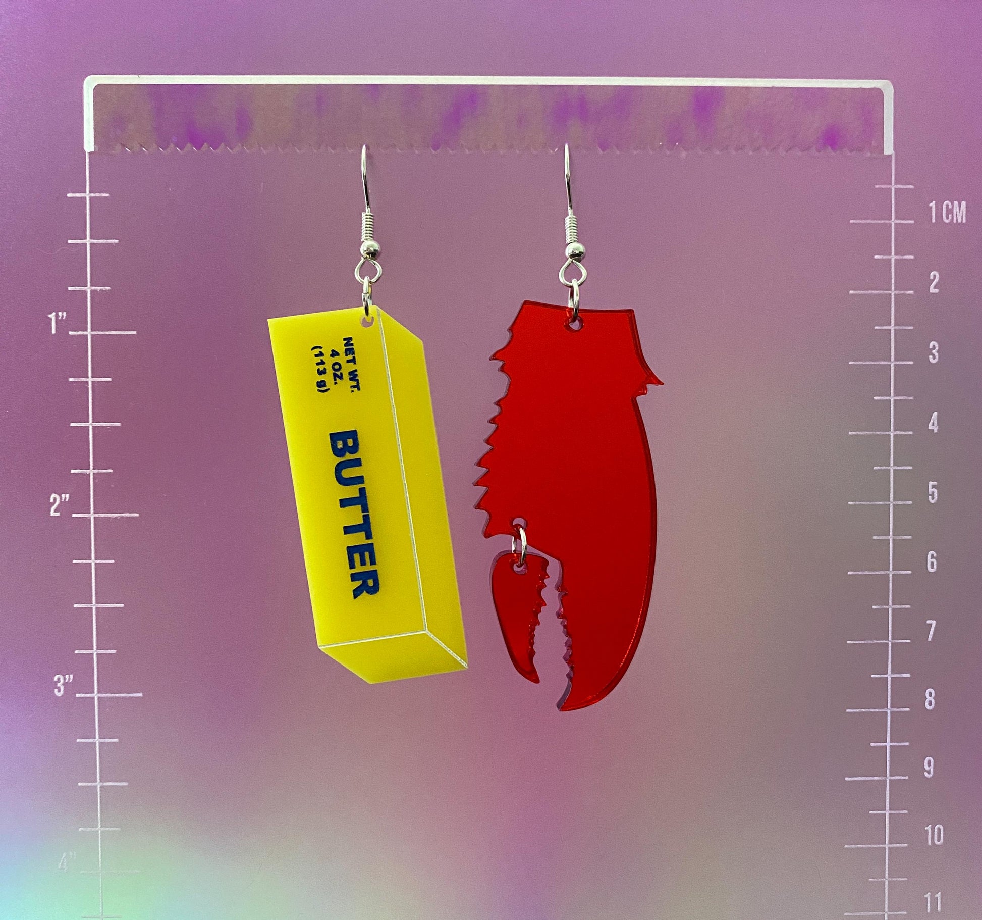 Lobster and Butter Dangle Earrings