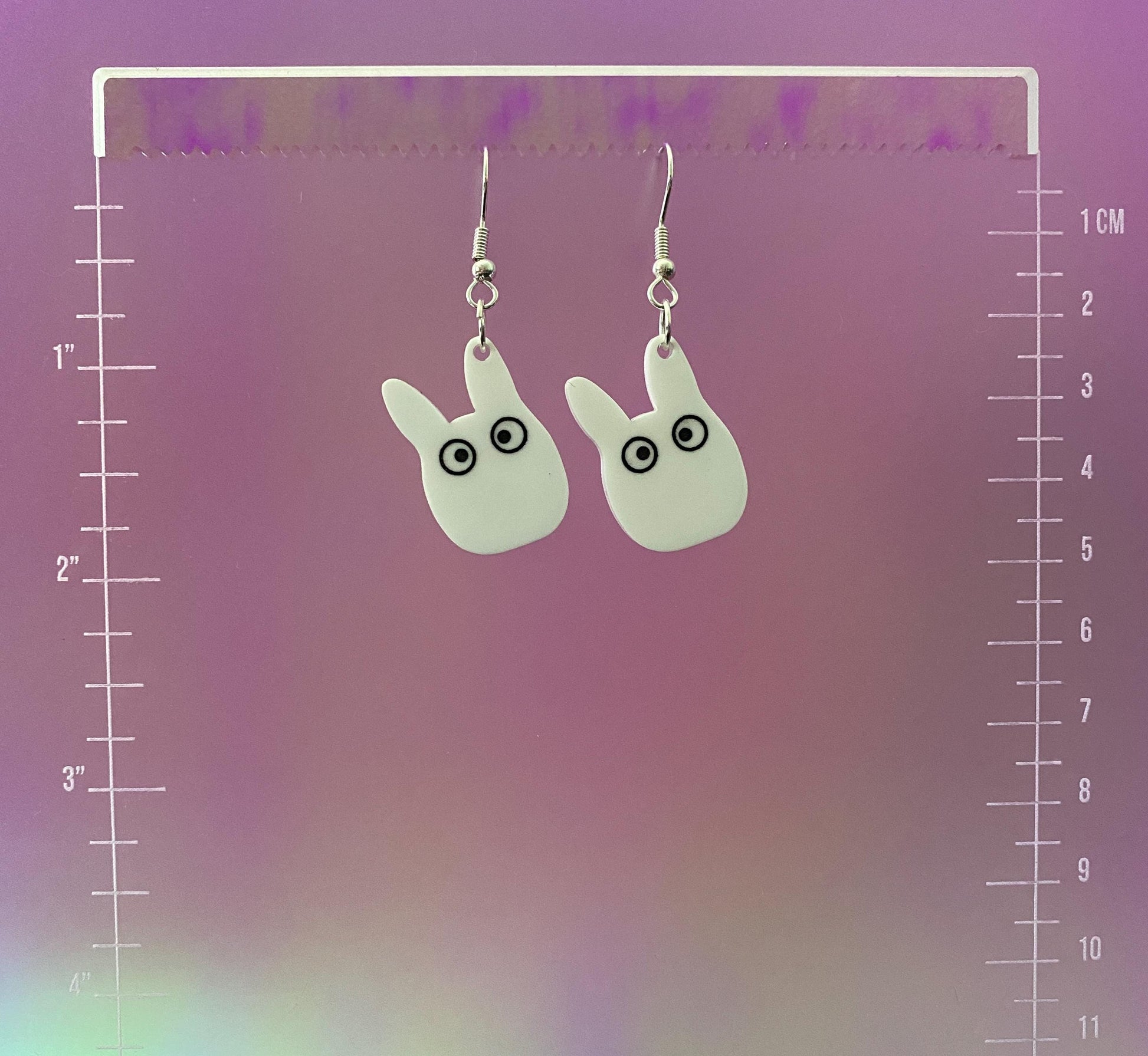 White Chibi Totoro Dangle Earrings