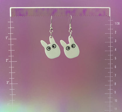 White Chibi Totoro Dangle Earrings