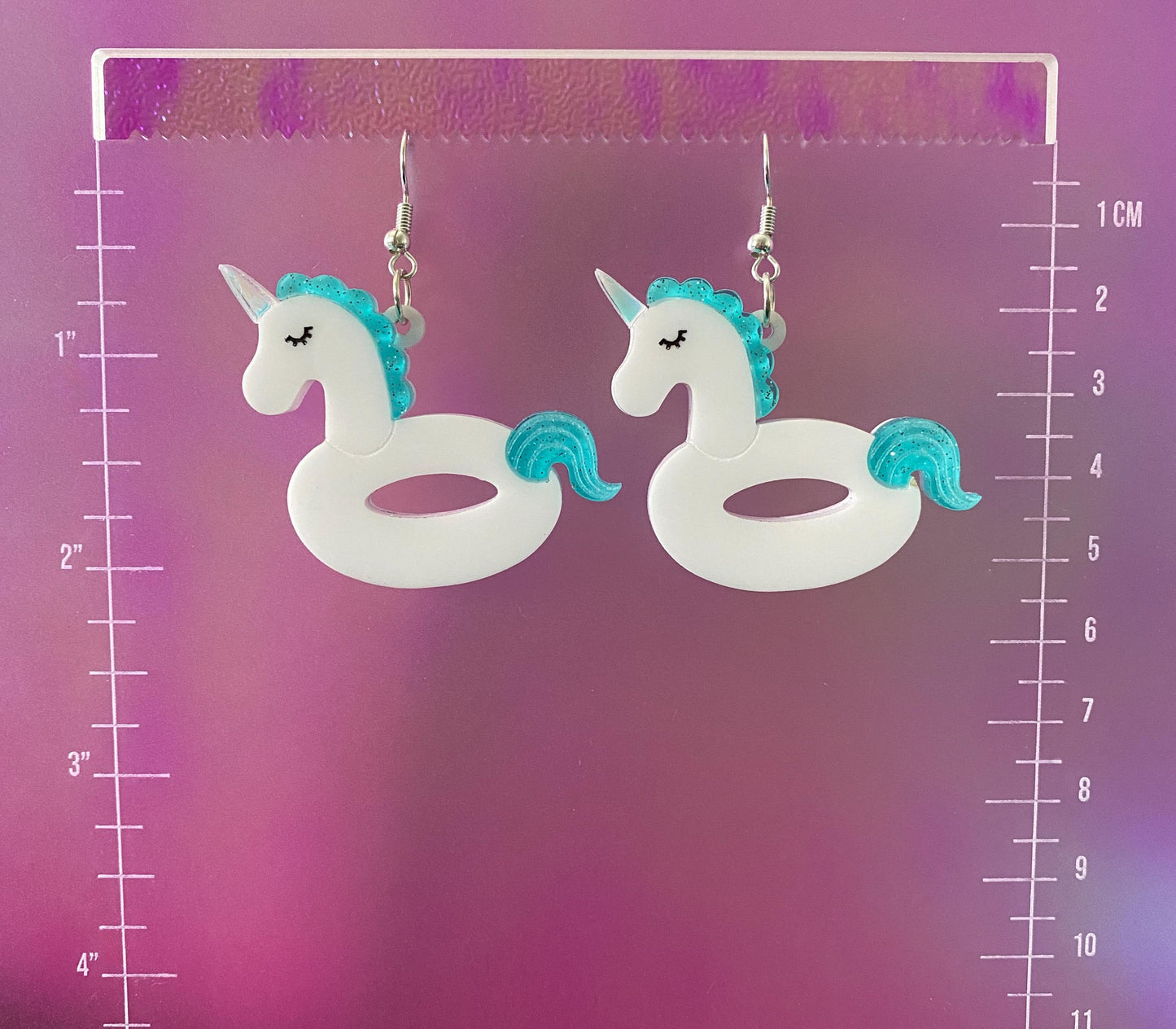 Unicorn Pool Float Dangle Earrings