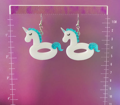 Unicorn Pool Float Dangle Earrings