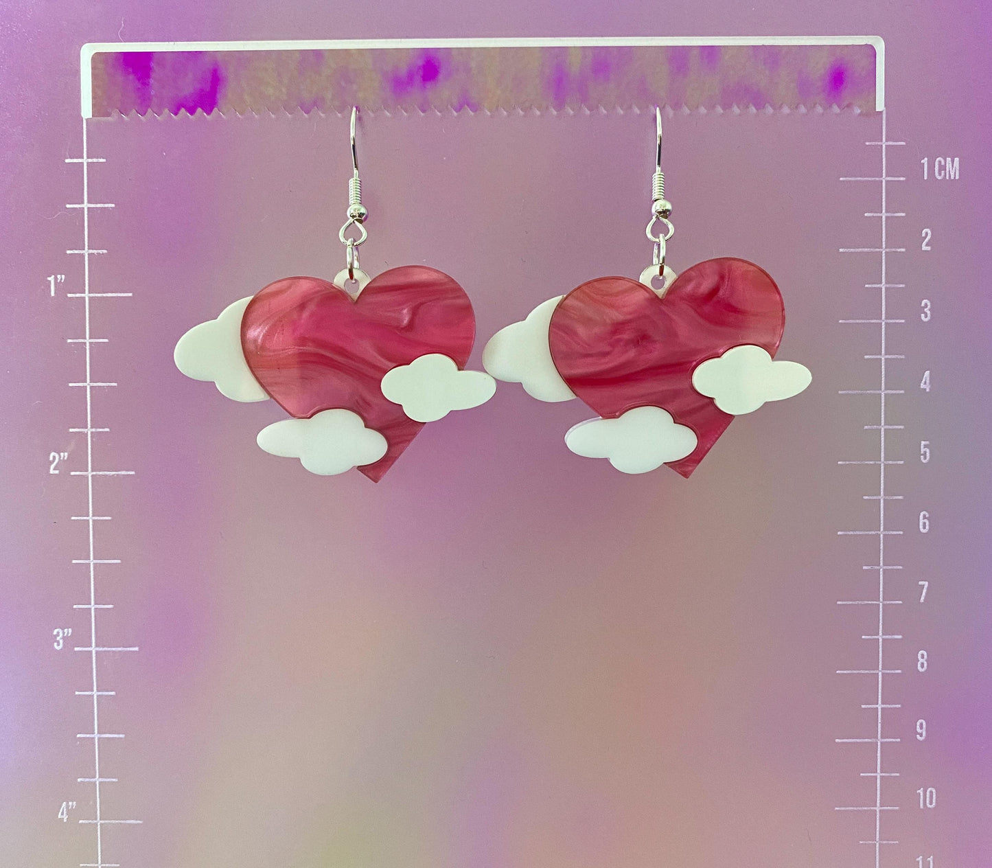 Cloudy Heart Dangle Earrings