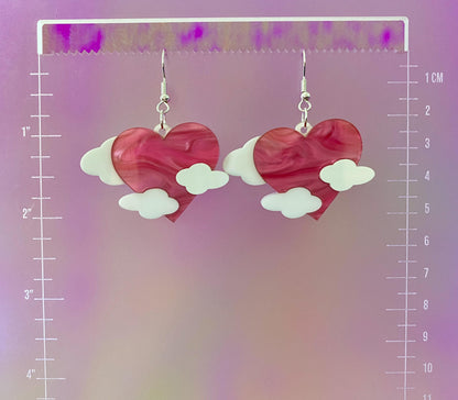 Cloudy Heart Dangle Earrings