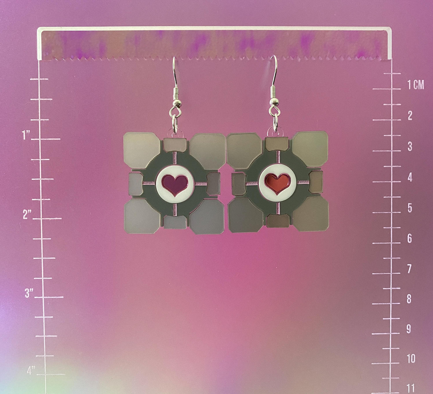 Companion Cube Dangle Earrings