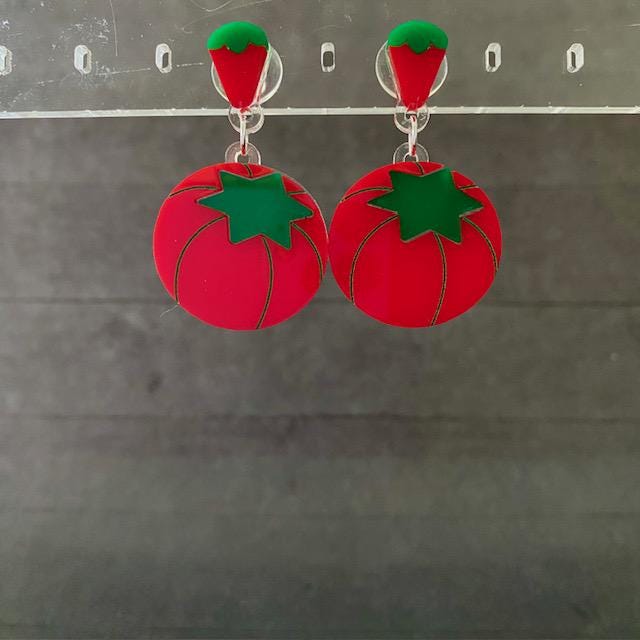 Tomato Pin Cushion Dangle Earrings