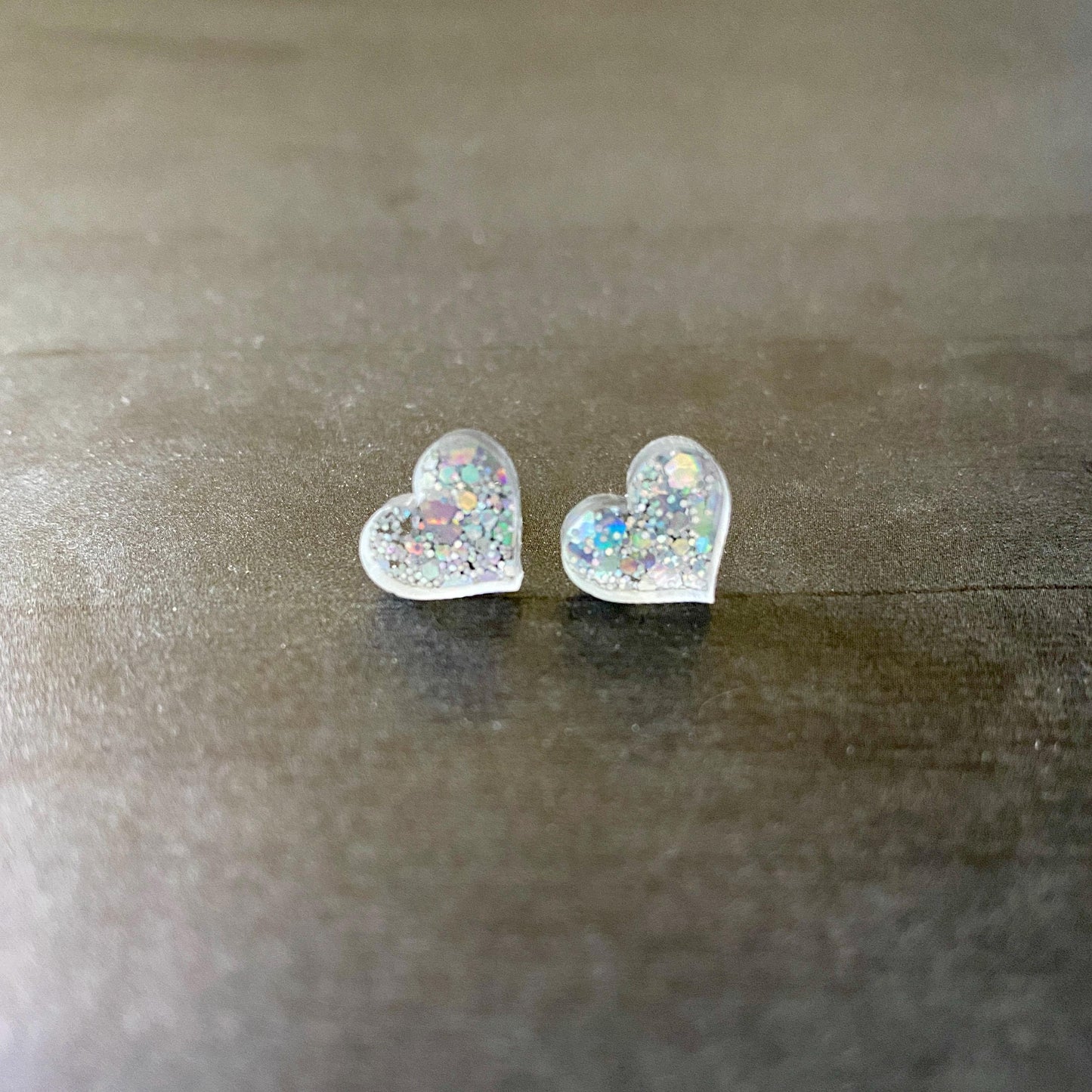 Glitter Heart Stud Earrings