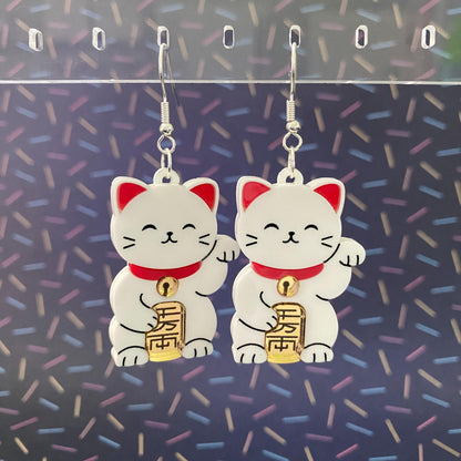 Lucky Cat Dangle Earrings