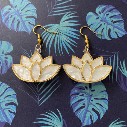 White Lotus Dangle Earrings