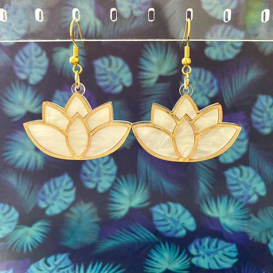 White Lotus Dangle Earrings