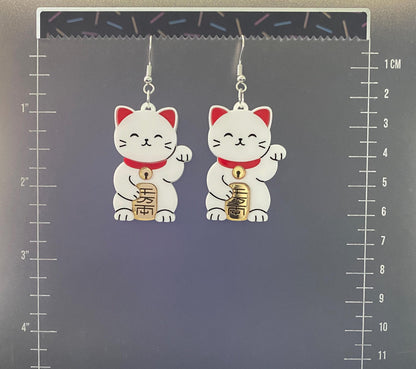 Lucky Cat Dangle Earrings