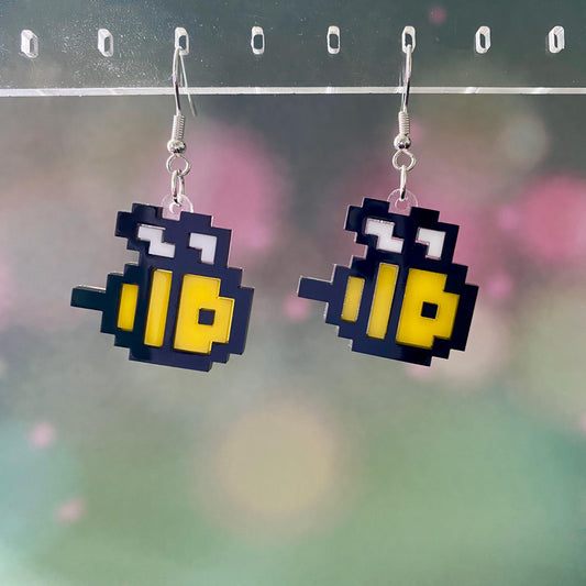 Pixel Bee Dangle Earrings