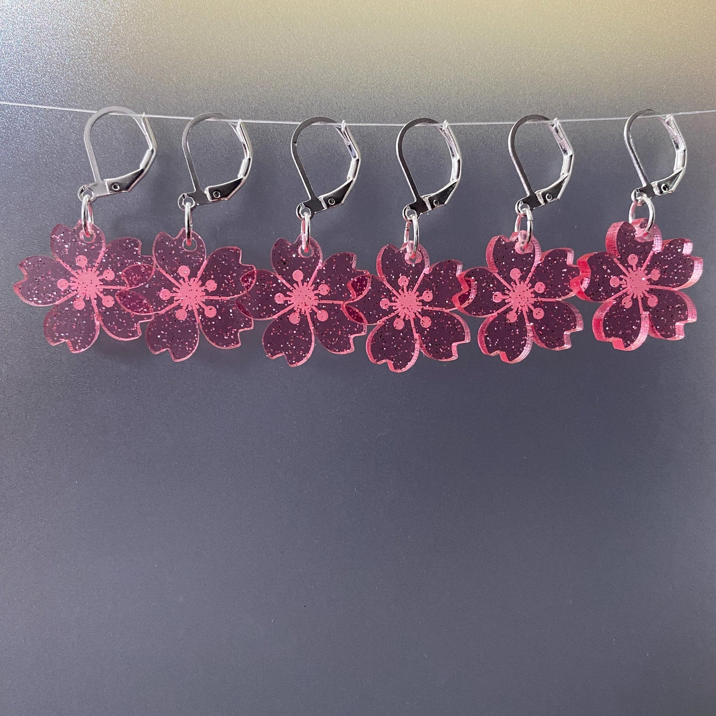 Glitter Cherry Blossom Stitch Markers