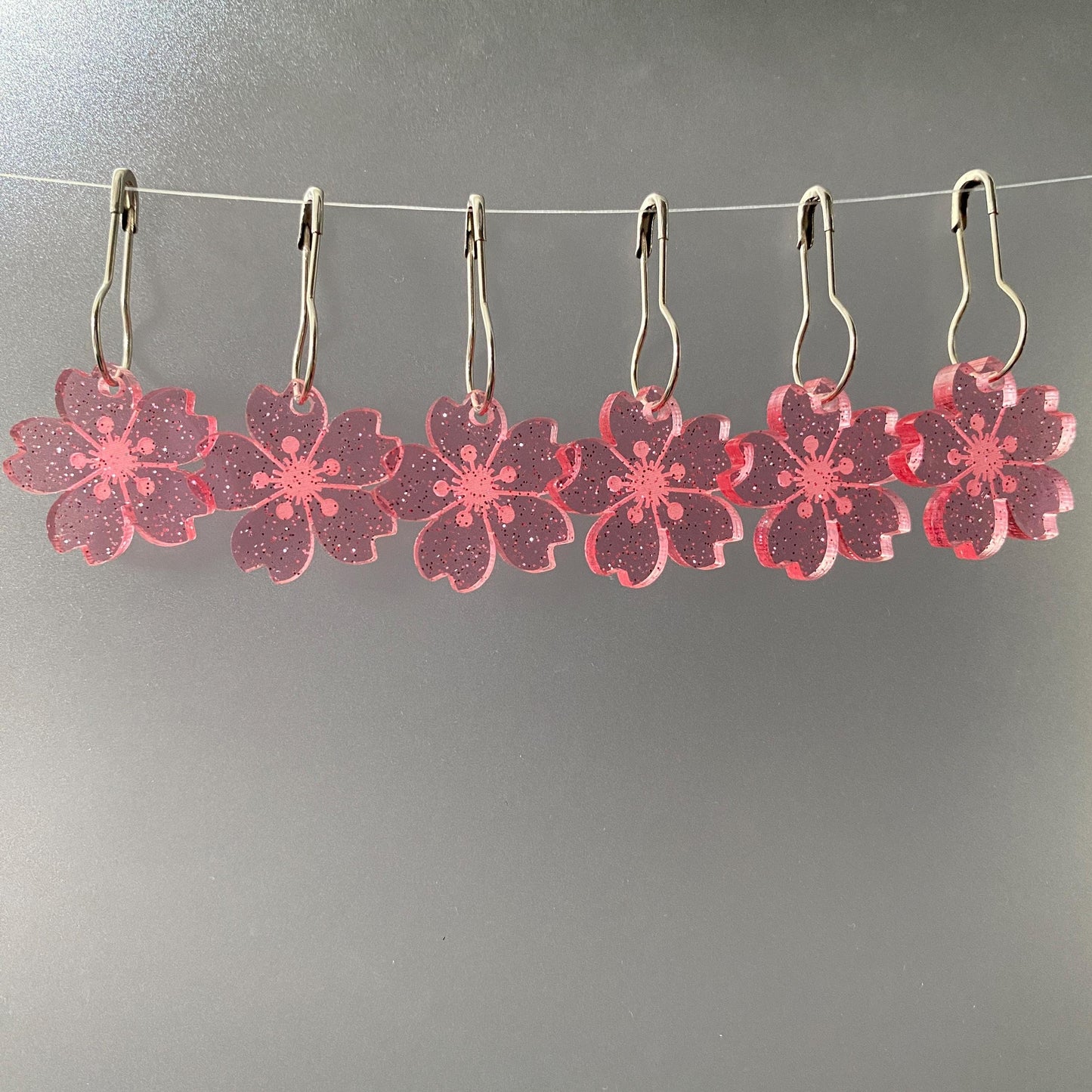 Glitter Cherry Blossom Stitch Markers