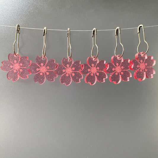 Glitter Cherry Blossom Stitch Markers