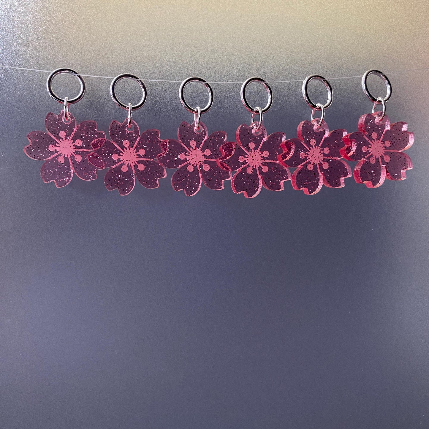 Glitter Cherry Blossom Stitch Markers