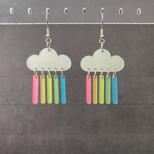 Glow in the Dark Rainbow Rain Dangle Earrings