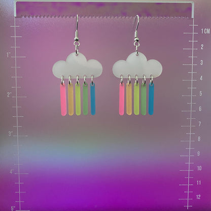 Glow in the Dark Rainbow Rain Dangle Earrings